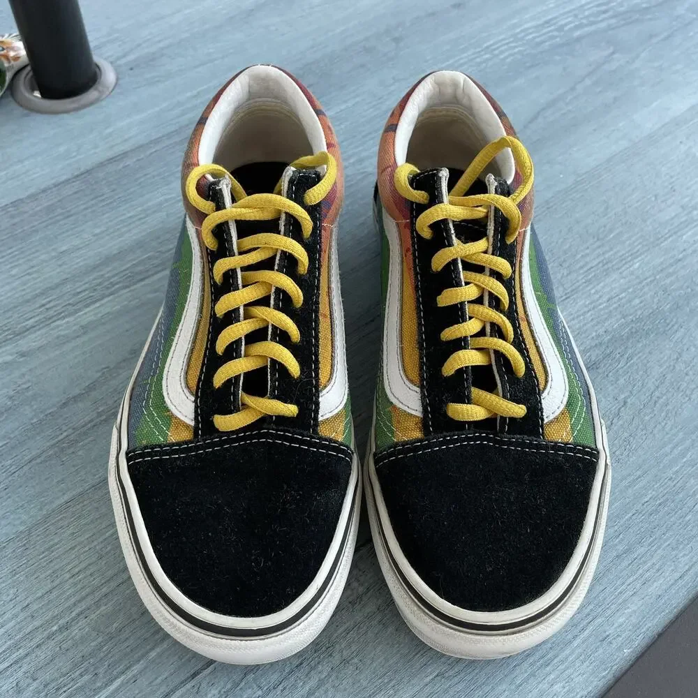 Vans RAINBOW DRIP Sneakers M 5.5 W 7 Black Suede Old Skool OFF THE WALL Skater - Picture 3 of 11